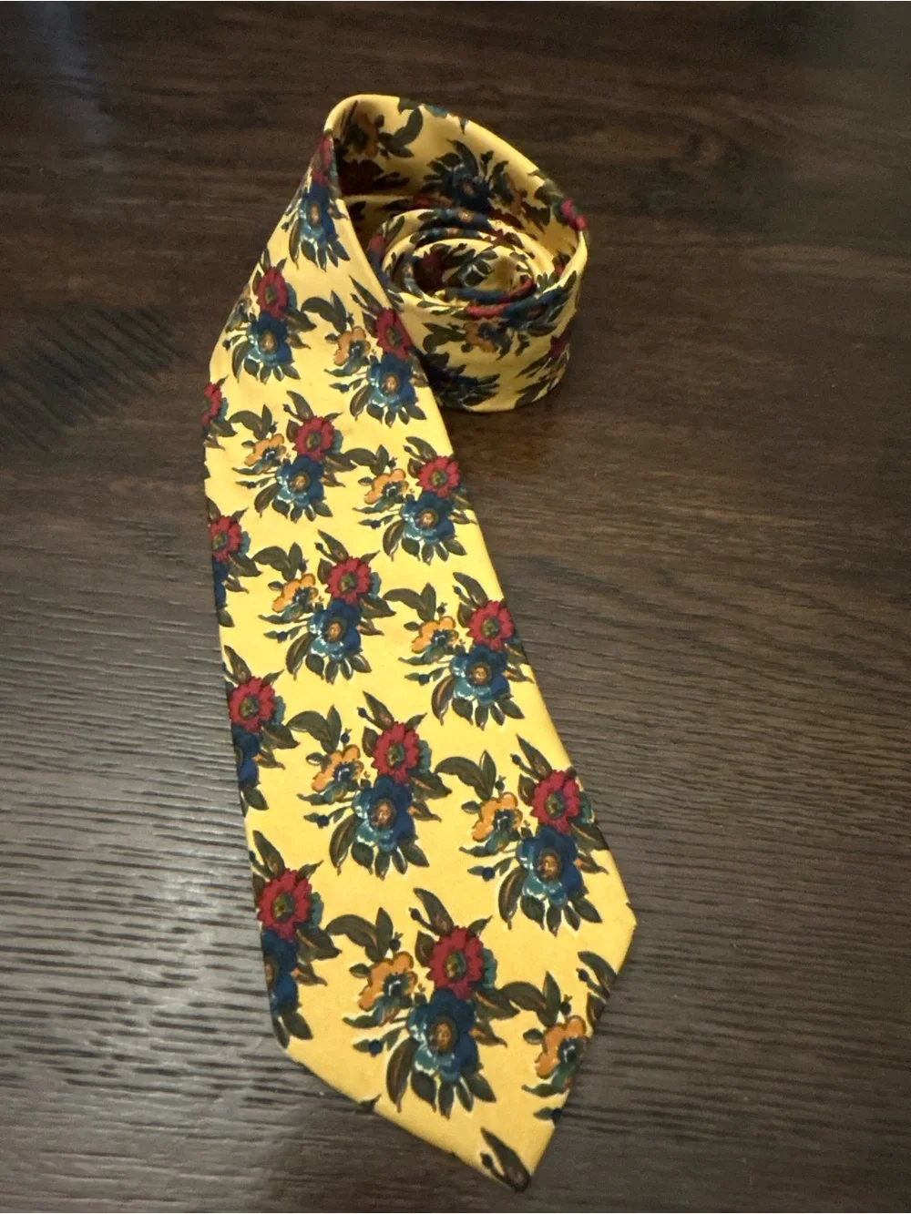 Vintage Brooks Brothers Makers Floral Silk Necktie Yellow USA Made All Silk Tie